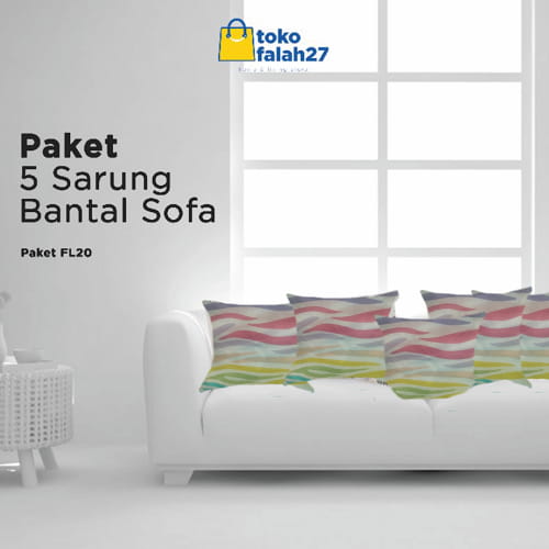 PAKET 5 SARUNG BANTAL SOFA 40X40 / GROSIRAN SARUNG MURAH - Gambar 2